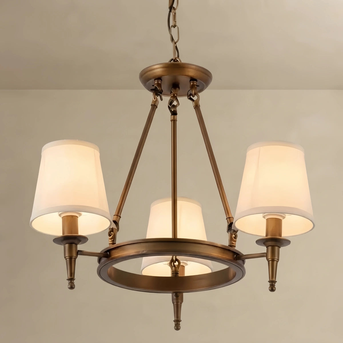 Chandelier - Copper Ring Metal Frame with Fabric for Dining Room