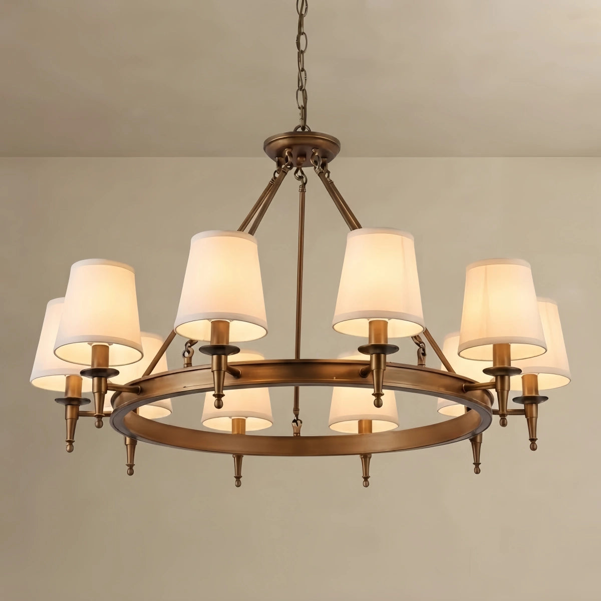 Nebula Vintage Black Chandelier - Copper Ring Metal Frame with Fabric for Dining Room