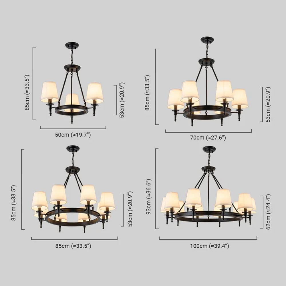 Chandelier - Copper Ring Metal Frame Dimensions