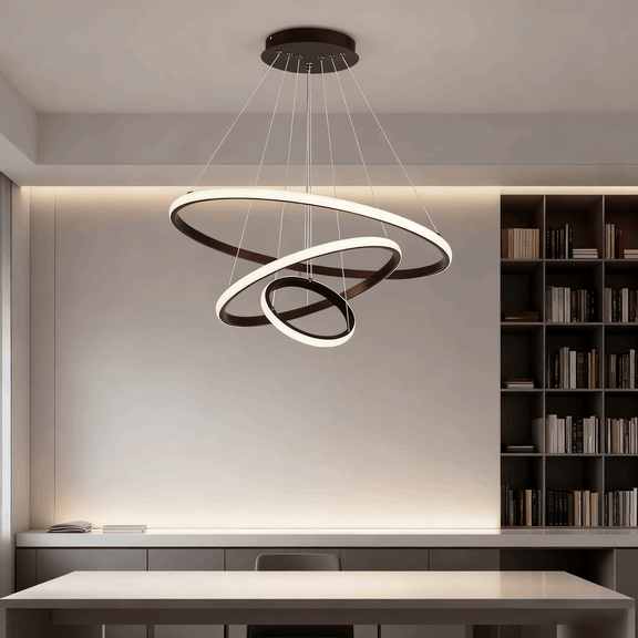 Modern Metal Ring Pendant Light – Dimmable Fixture for Living