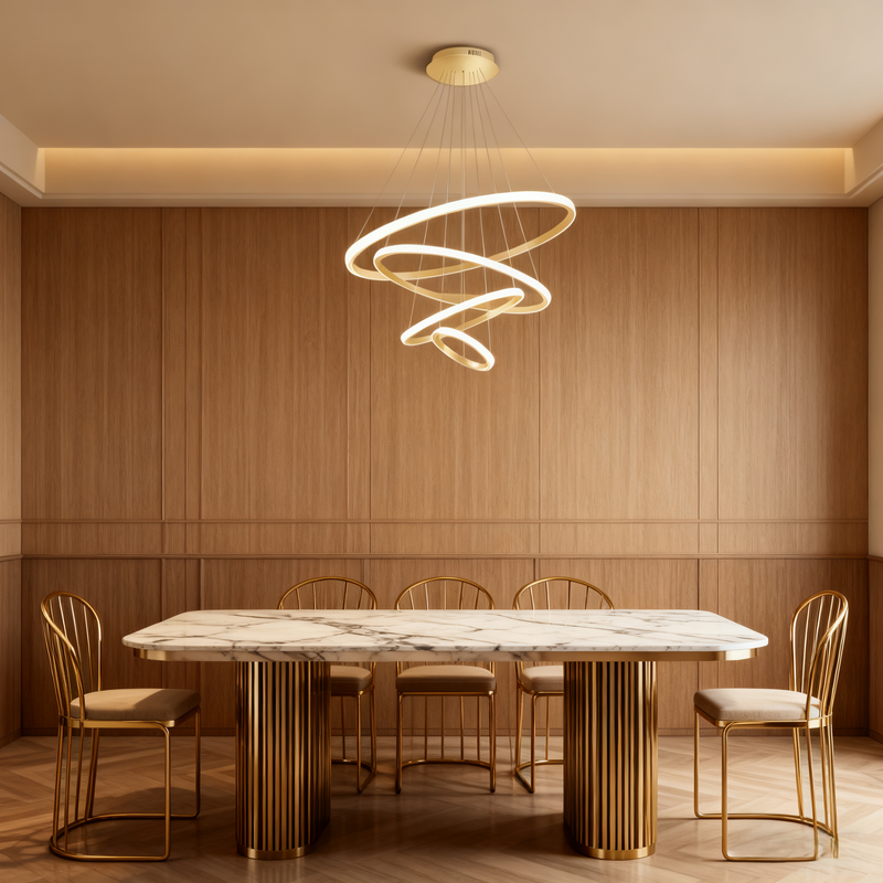 Modern Metal Ring Pendant Light – Dimmable Fixture for Living