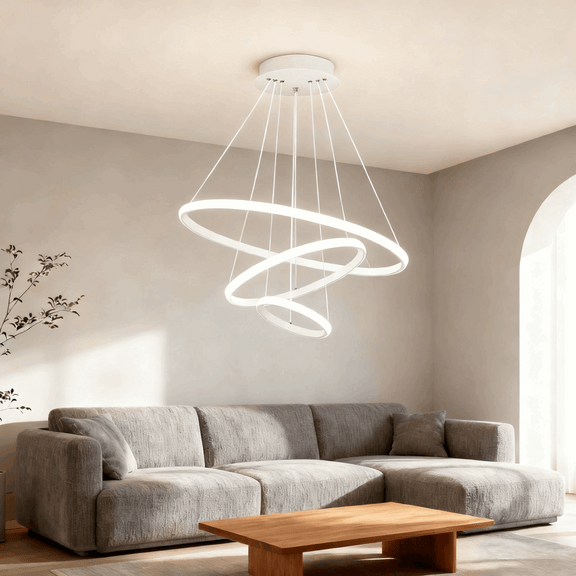 Modern Metal Ring Pendant Light – Dimmable Fixture for Living