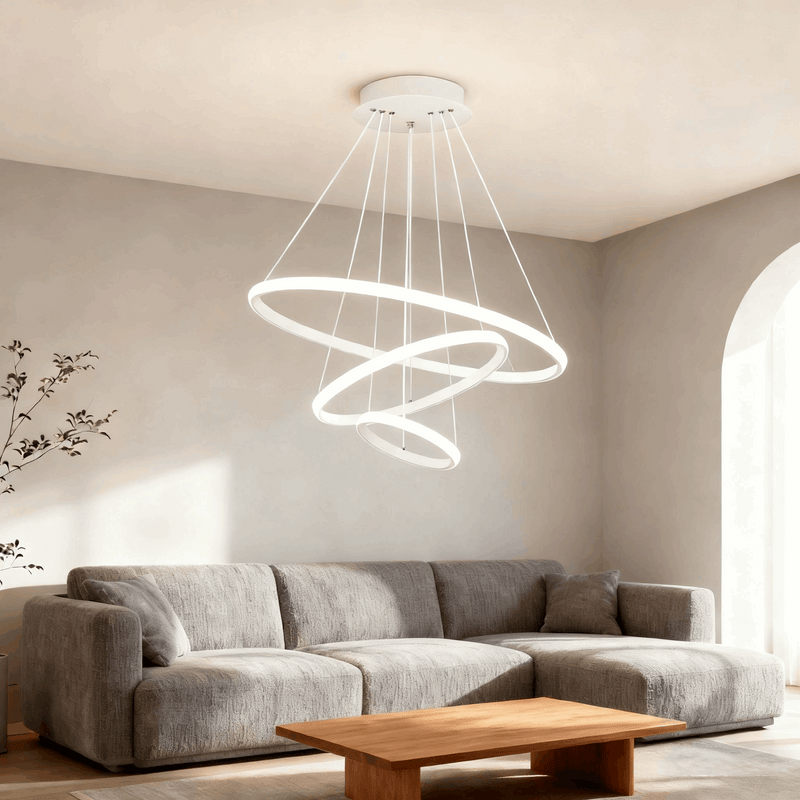Modern Metal Ring Pendant Light – Dimmable Fixture for Living