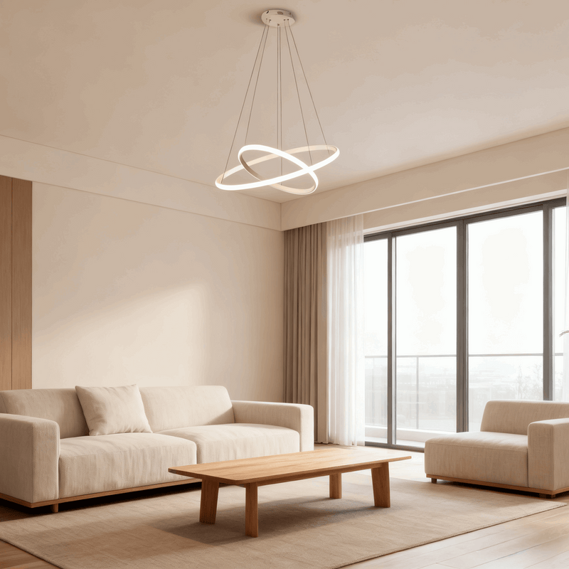 Modern Metal Ring Pendant Light – Dimmable Fixture for Living