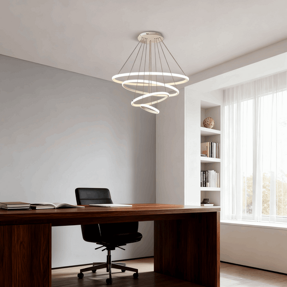 Modern Metal Ring Pendant Light – Dimmable Fixture for Living