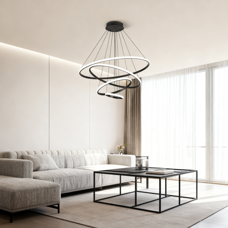 Modern Metal Ring Pendant Light – Dimmable Fixture for Living