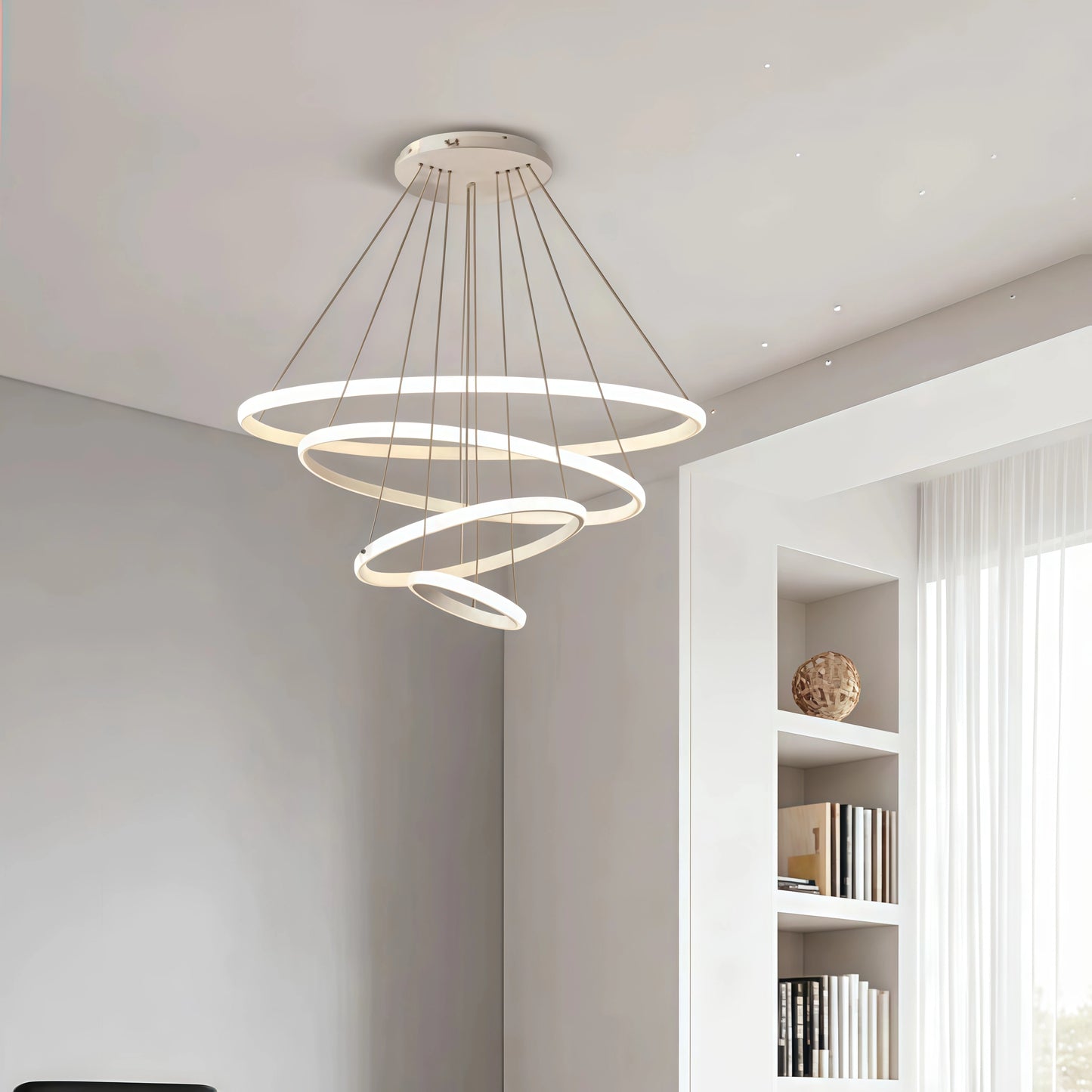 Velora Modern Metal Ring Pendant Light – Dimmable Fixture for Living