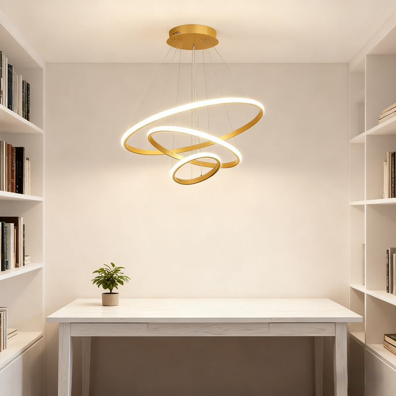Modern Metal Ring Pendant Light – Dimmable Fixture for Living