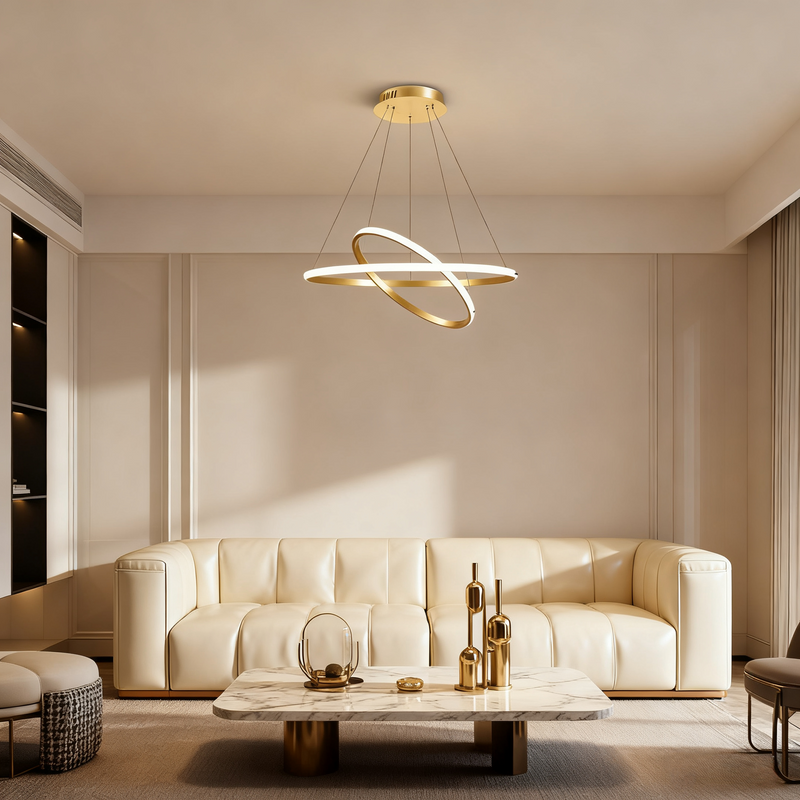 Modern Metal Ring Pendant Light – Dimmable Fixture for Living