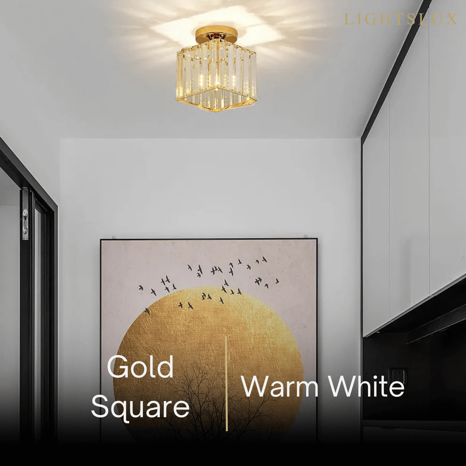 Vetro Modern Ceiling Lamp Metal/Crystal Design