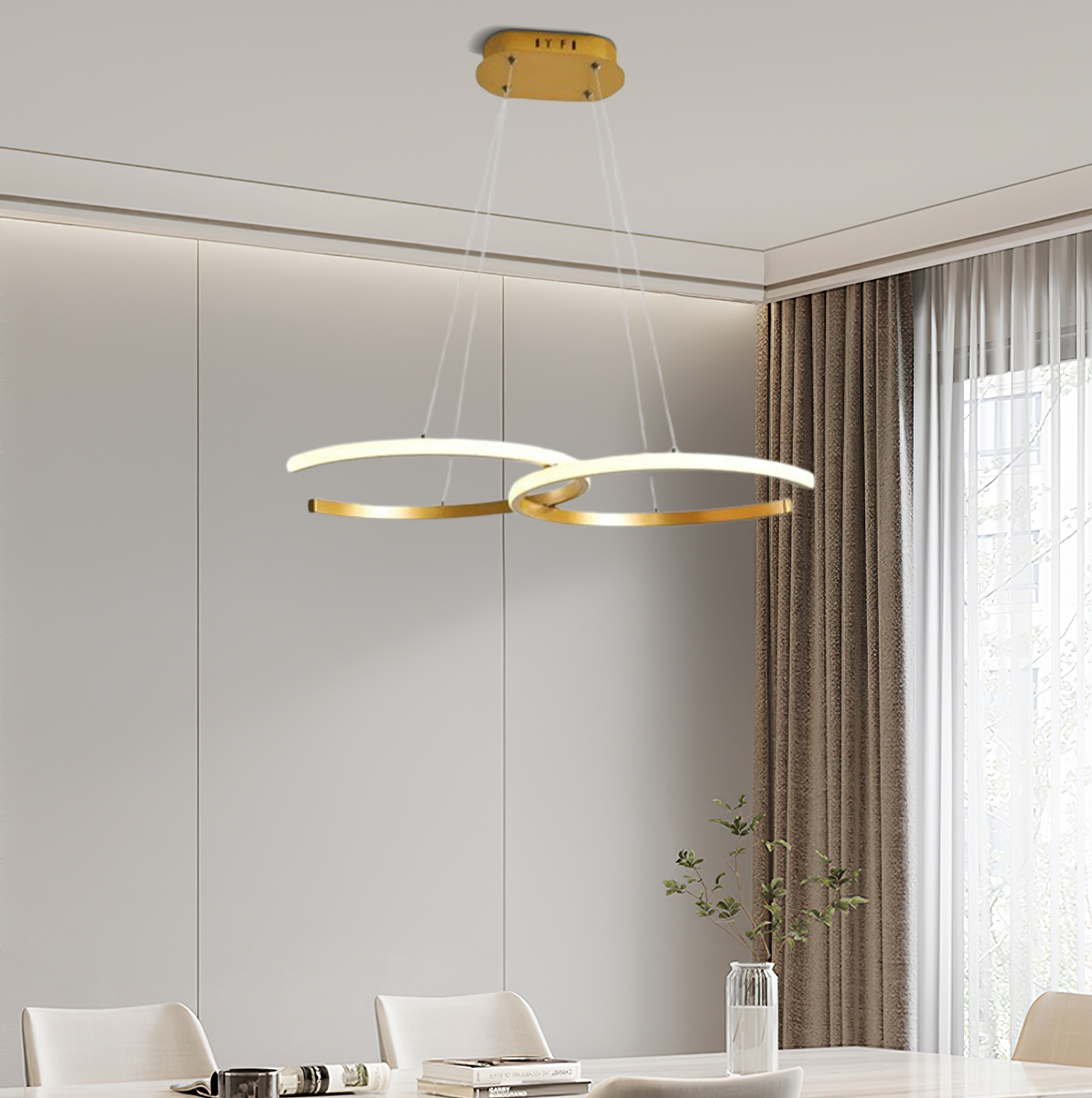 Dimmable Pendant Light – Metal & Silica Gel Ring Dining Room