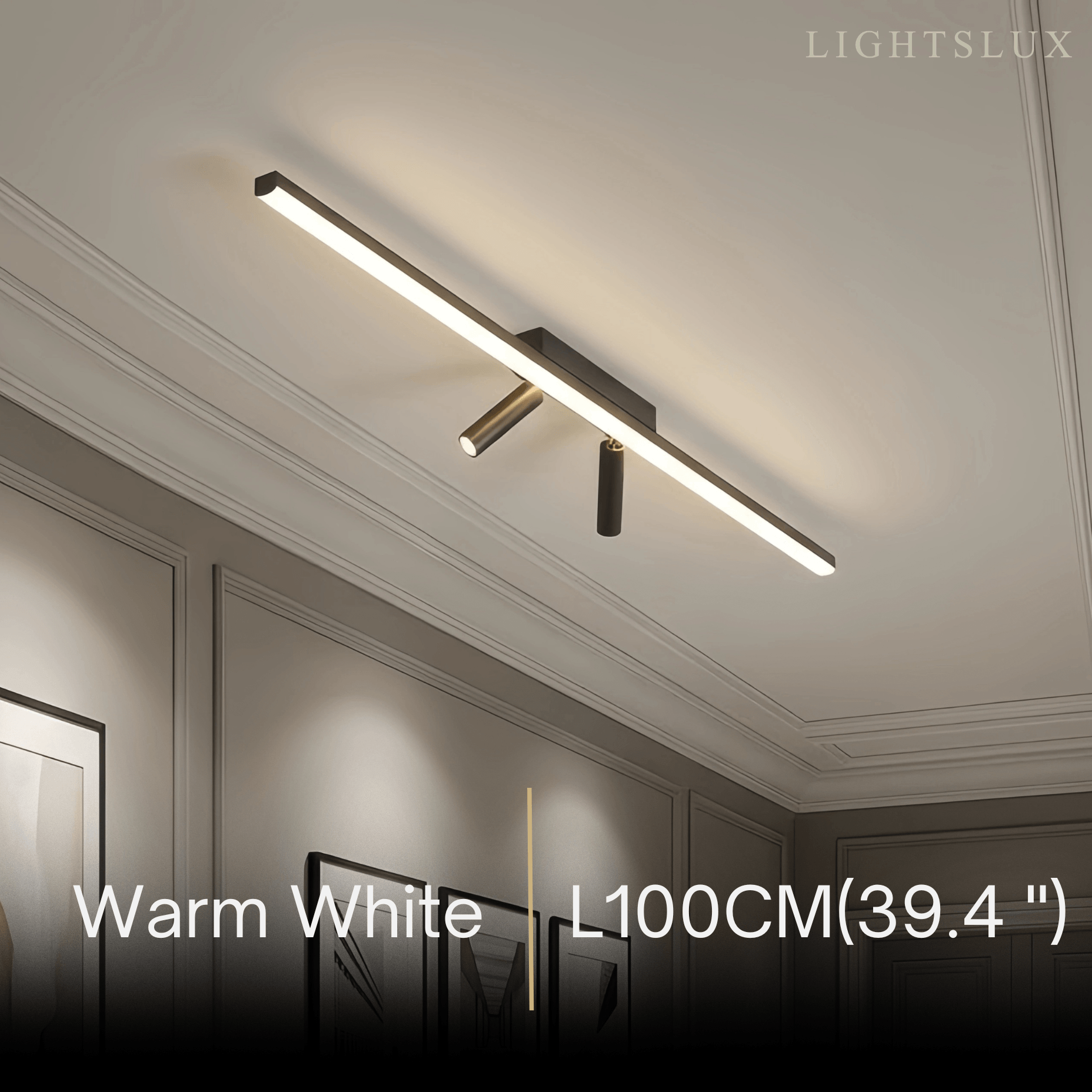 Lámpara de techo lineal minimalista Arcato – Estructura de metal negro para salón/dormitorio