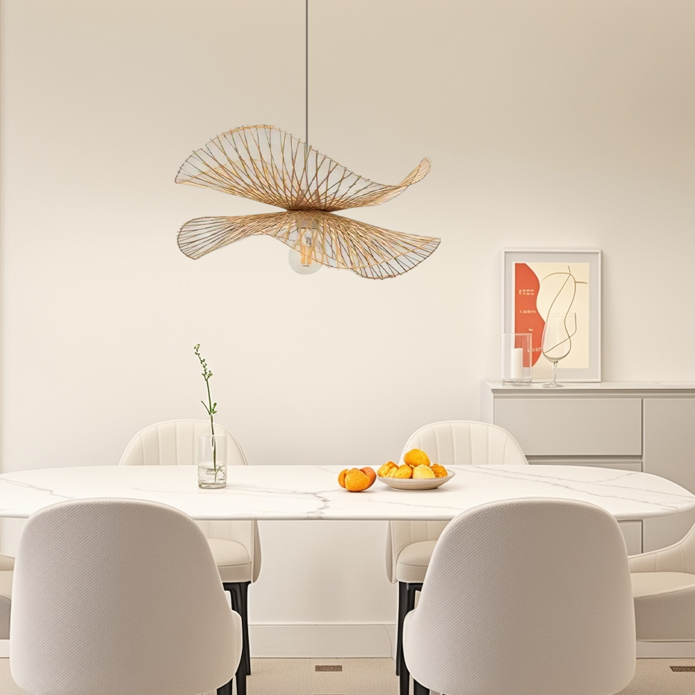 Natural Pendant Light Bamboo in Modern Dining Room 65cm