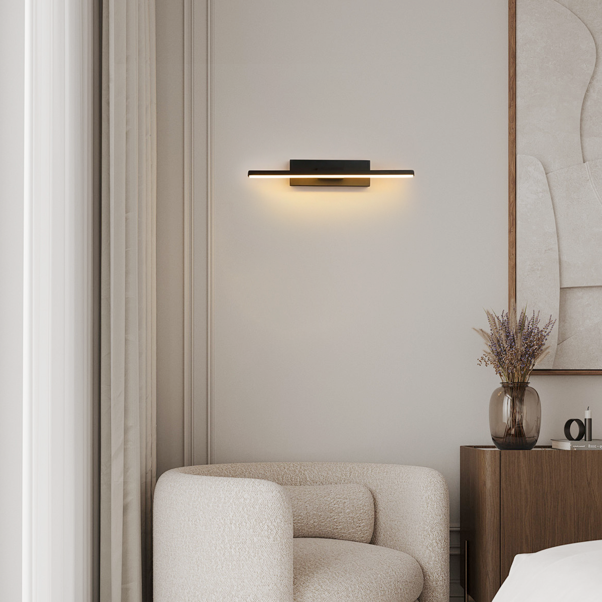 Modern Black Linear Wall Lamp for Living Room