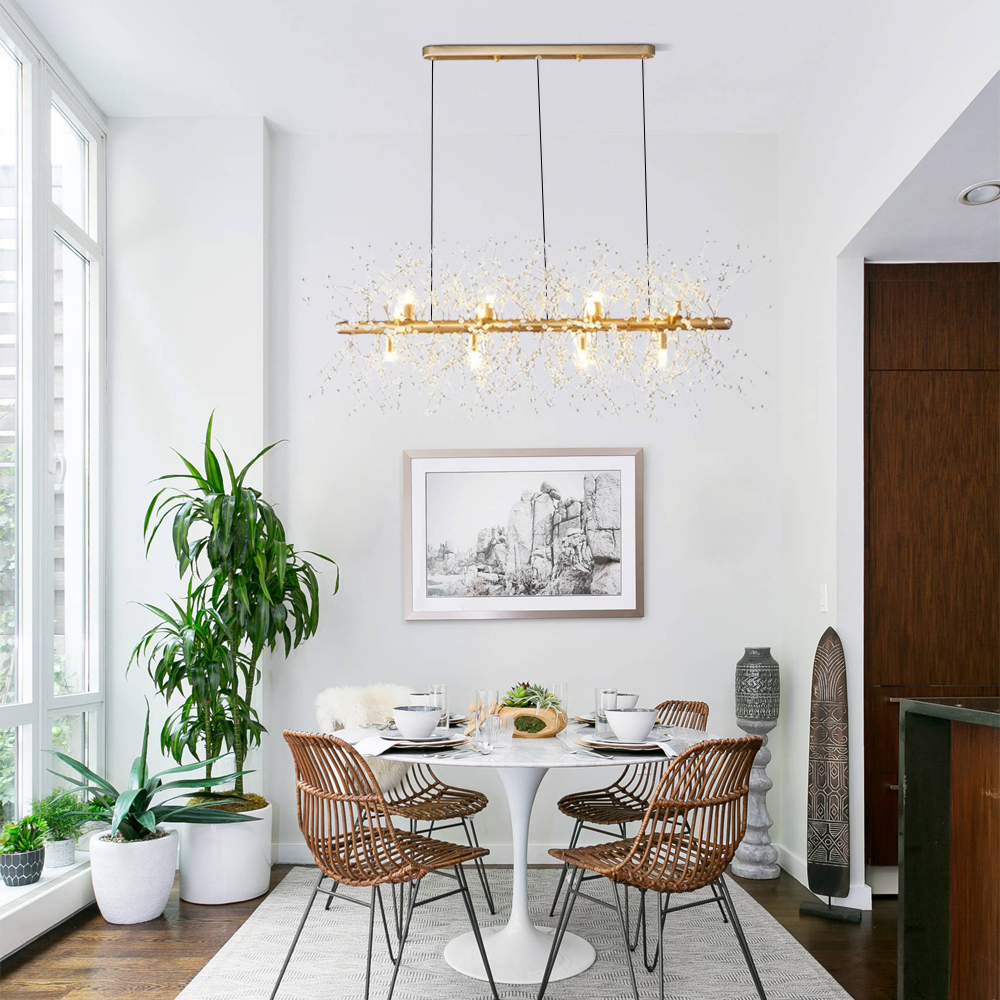 Modern Gold Pendant Light Dandelion Living Room Long