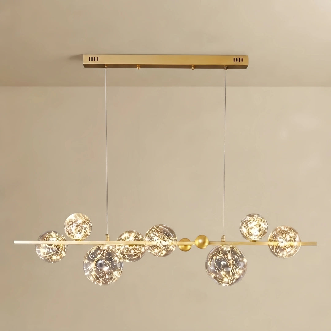 Chandelier – Gold Metal with Clear Crystal Glass for Kitchen