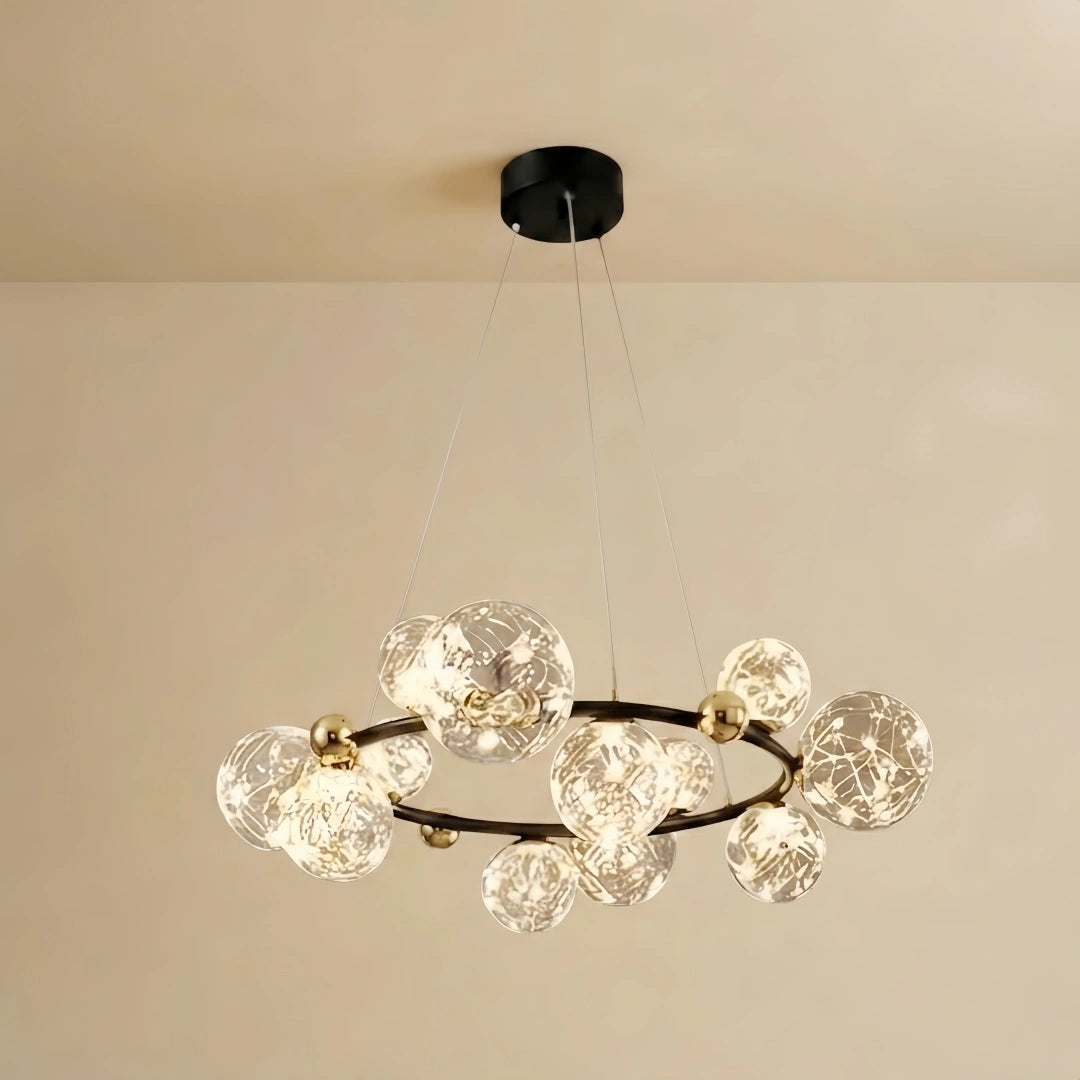 Nebula Modern Bubble Chandelier – Black Metal with Clear Crystal Glass