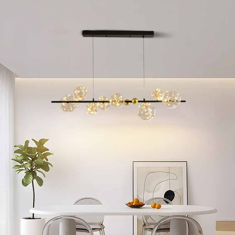 Modern bubble pendant light above the table