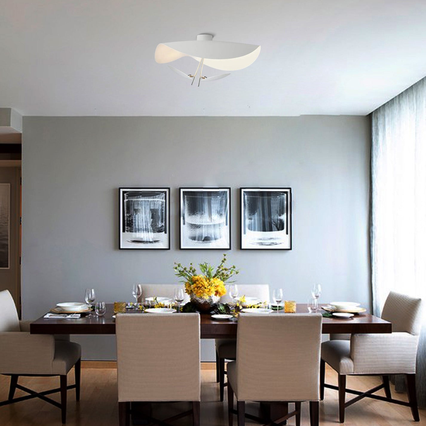 Modern White Ceiling Light Saucer-Shaped Dining Room