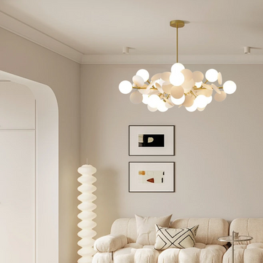Modern White 15-Head Chandelier for Living Room