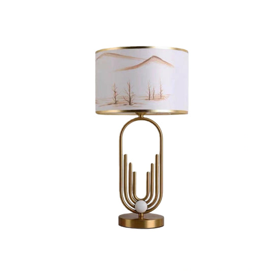Table Lamp - Metal Frame with Fabric Living Room/Bedroom