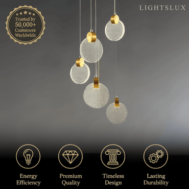 Excelis Art Deco Round – Pendant Light Gold Metal/Crystal for Dining Room
