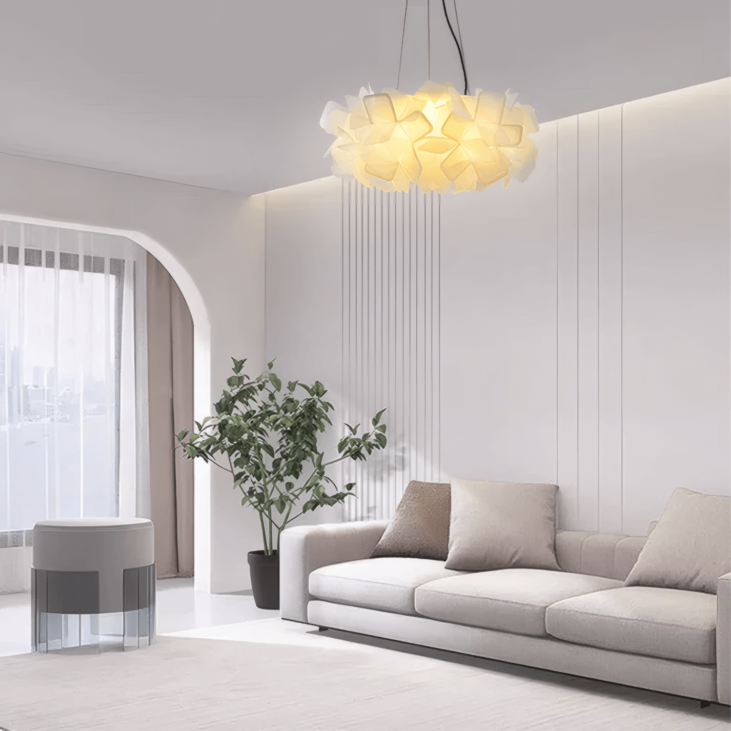 Art Deco White Flower Pendant Light Living Room