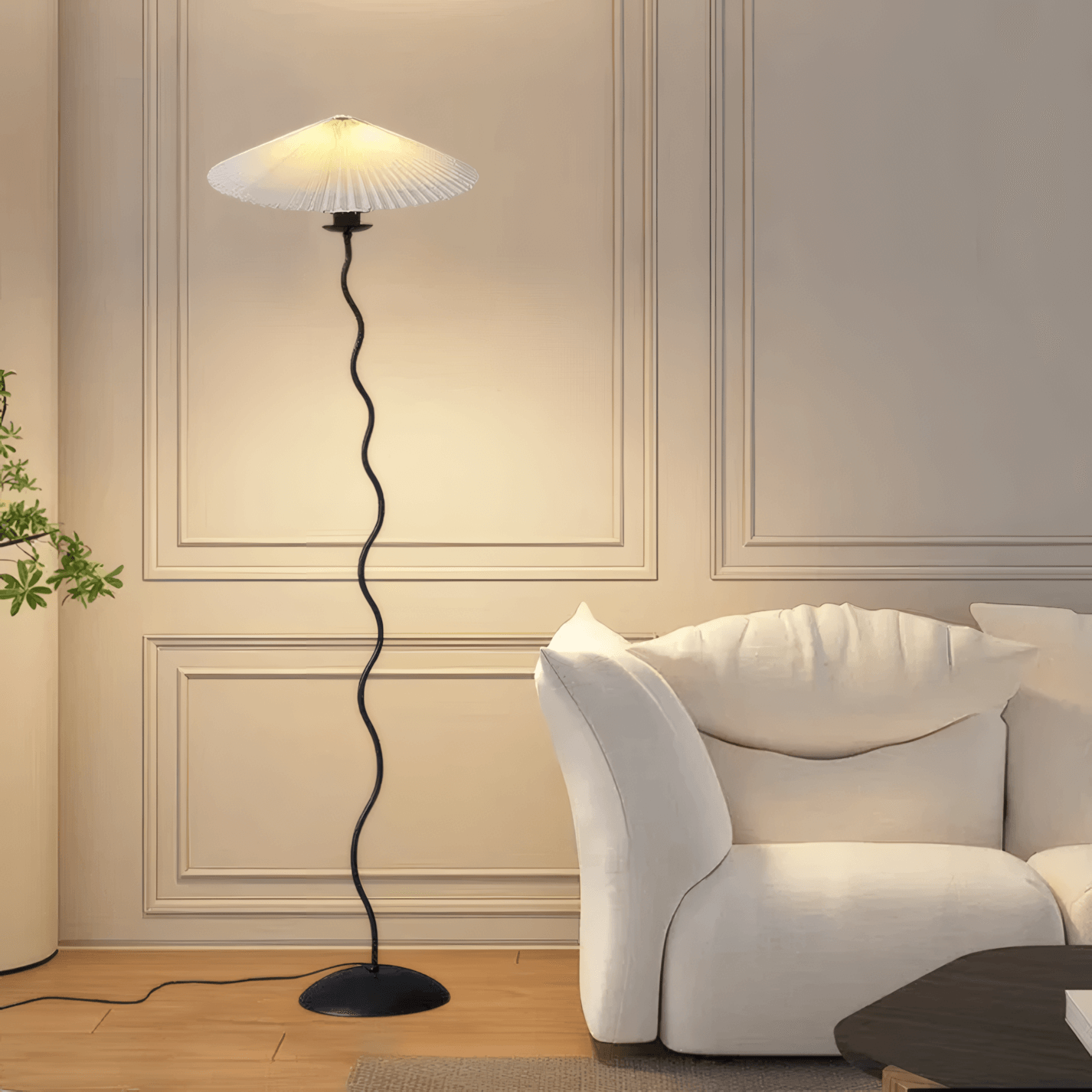 Modern White Floor Lamp Fabric