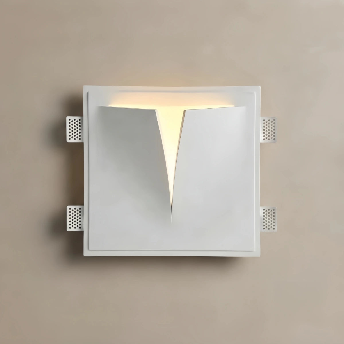 Art Deco Recessed Wall Lamp – White Metal Light for Living Room