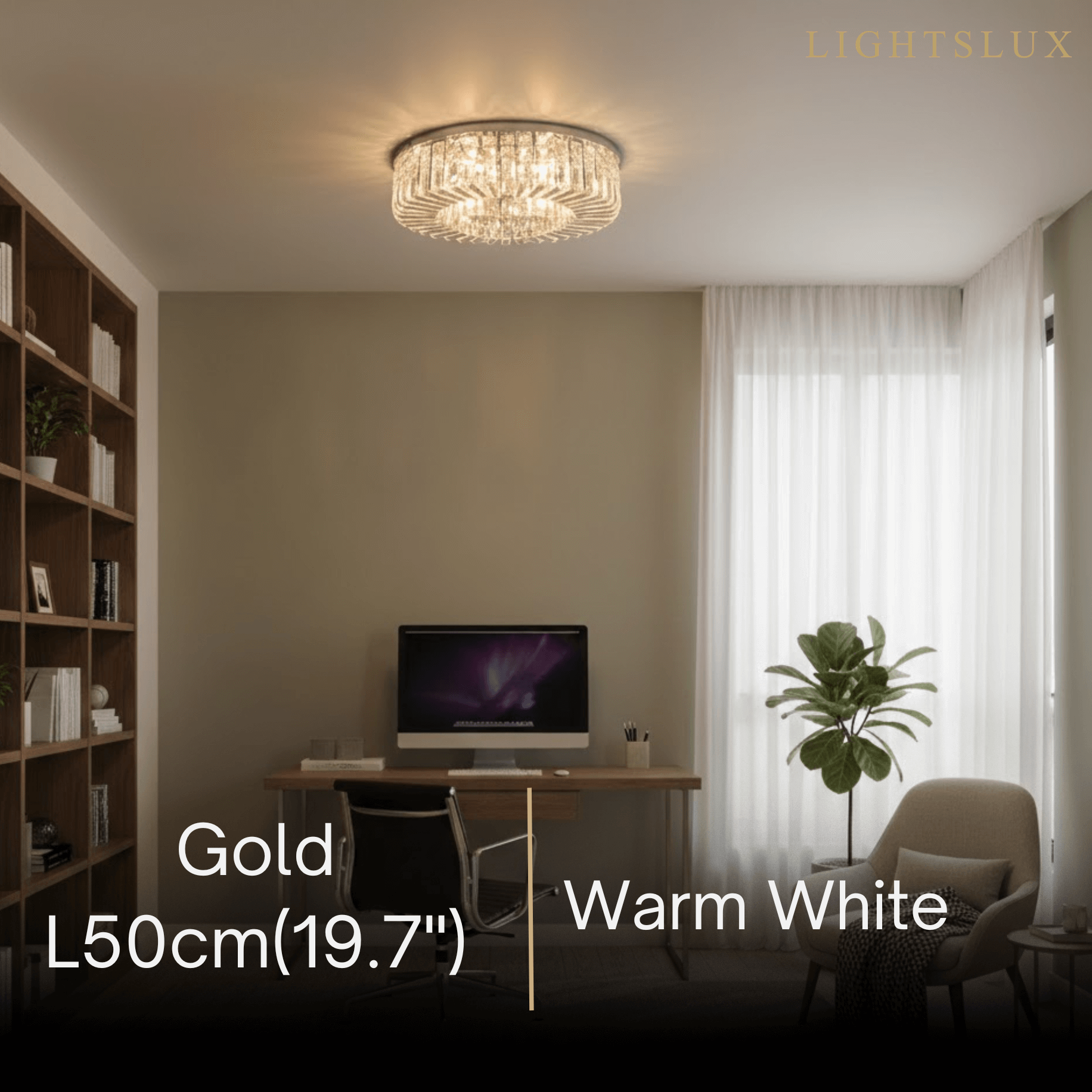 Royal Round LED Ceiling Light – Chrome/Gold Finish for Living
