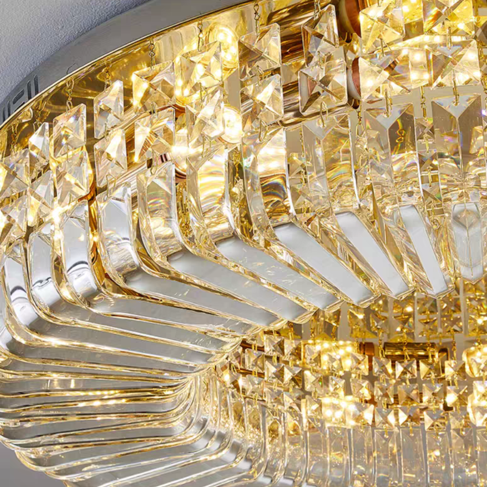 Excelis Royal Round LED Ceiling Light – Chrome/Gold Finish for Living Room/Bedroom