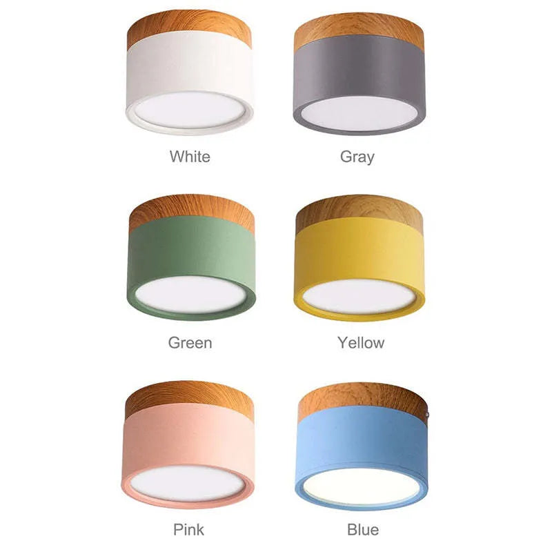 Nordic Cylindrical LED Ceiling Light – Metal/wood Fixture for Hallway