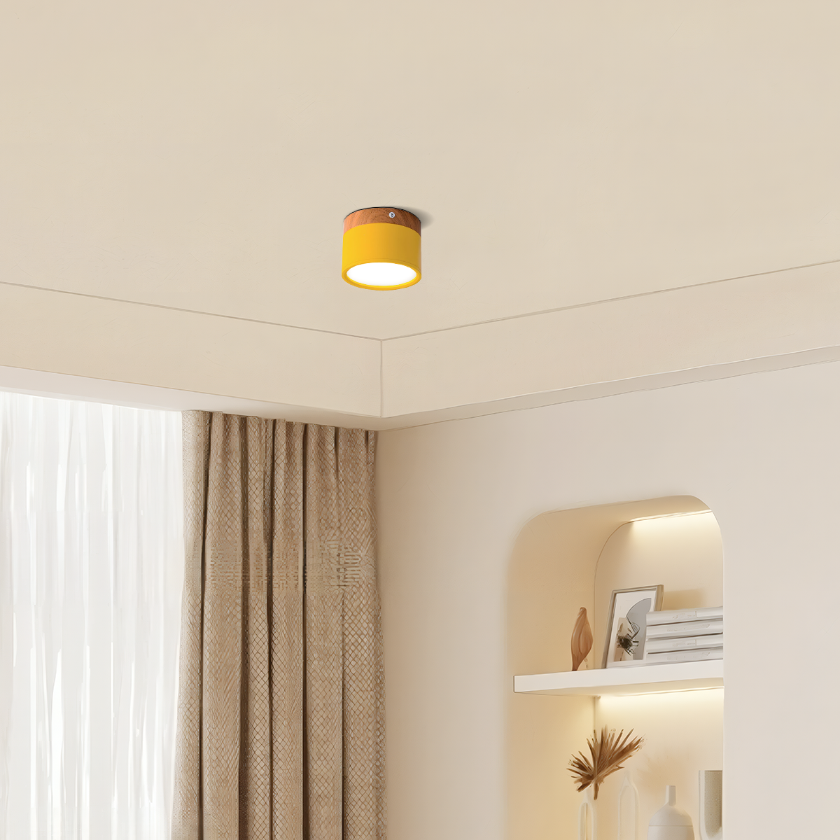 Nordic Yellow Ceiling Light Cylinder for Living Room