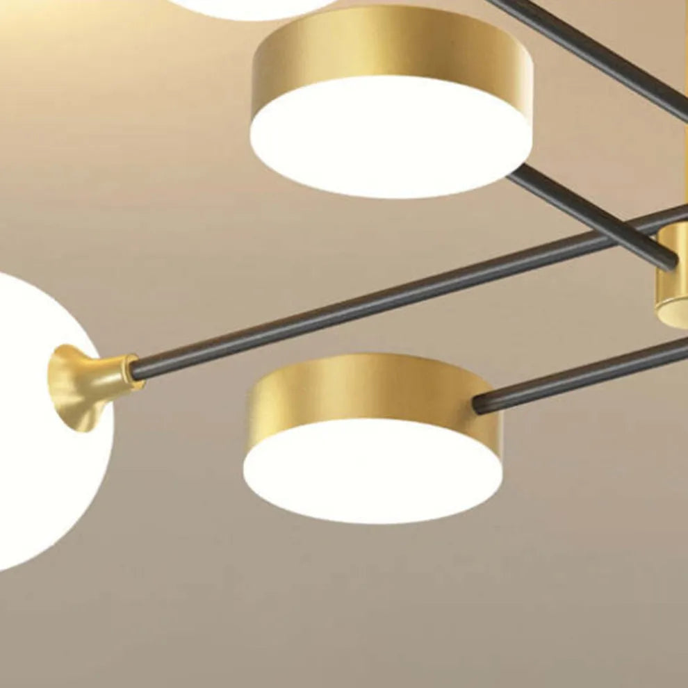 Modern Gold Chandelier with Glass Shade