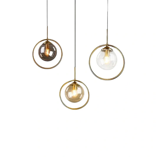 Vetro Modern Bubble Pendant Light – Grey/Clear Glass with Metal for Dining Room