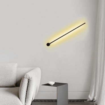Minimalist Linear Black Wall Lamp with Warm Light for Living Room
