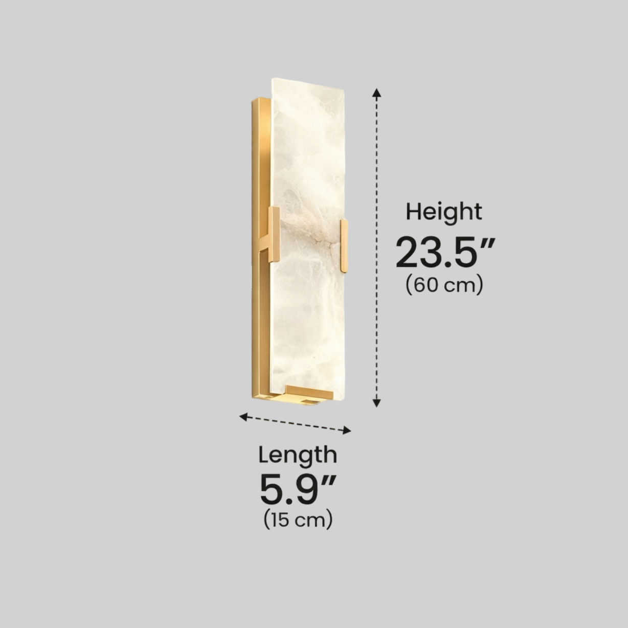 Modern Faceted Alabaster Wall Sconce – Brushed Gold Stainless Steel Backplate Indoor