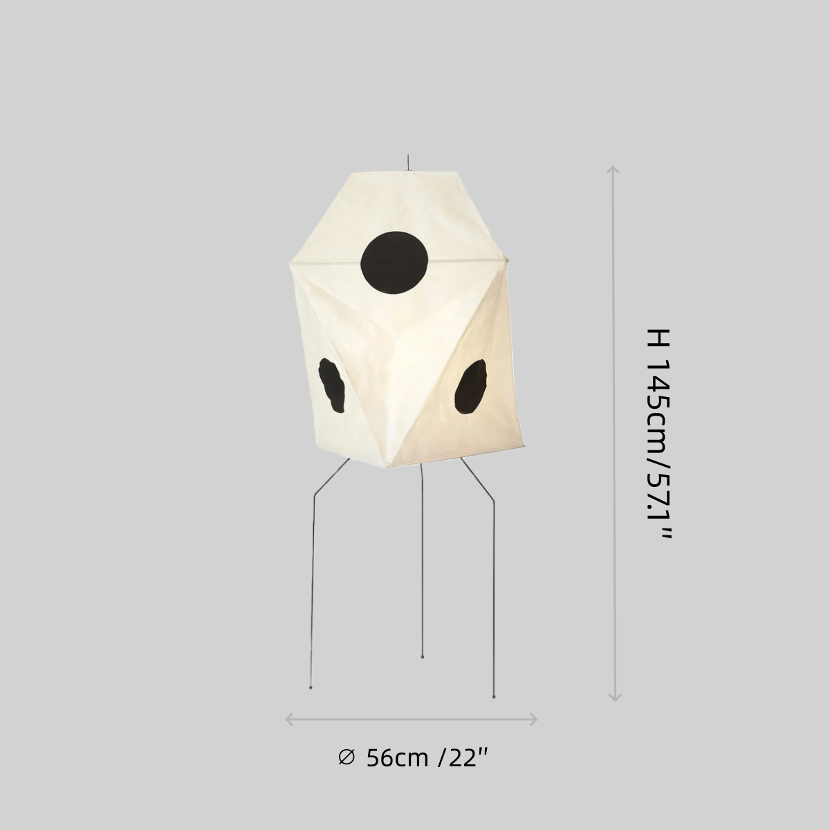 Japanese Rice Paper Floor Lamp — Translucent Angled Shade & Black Metal Frame