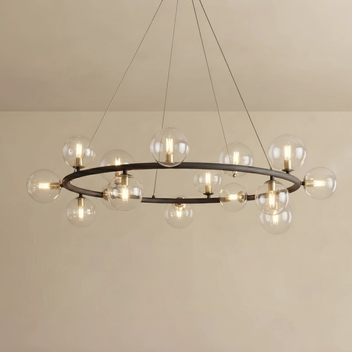 Nebula Art Deco Gold Chandelier - Metal Frame with Bubble Design for Living Room
