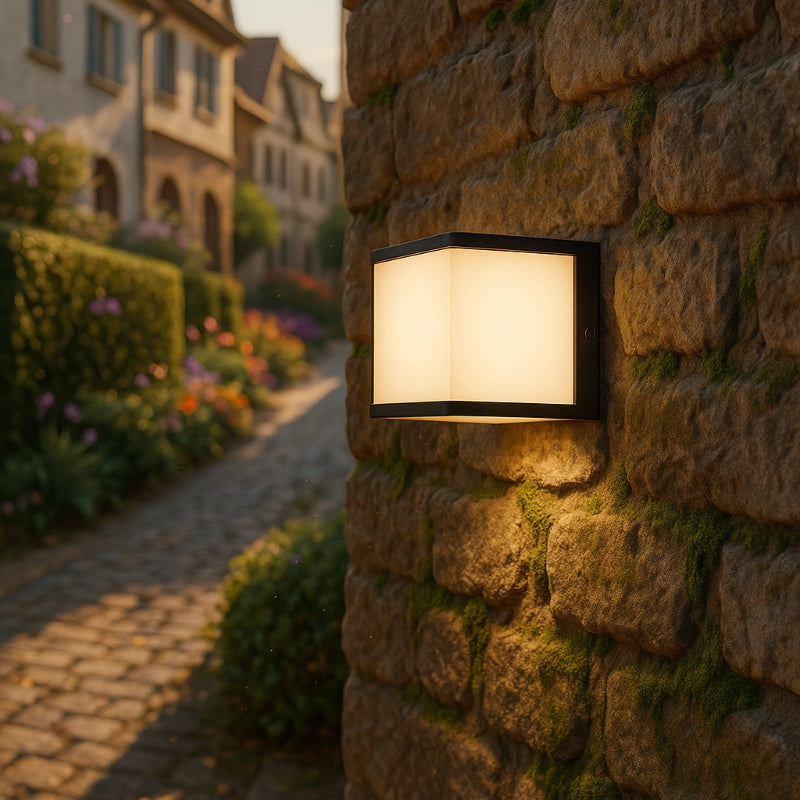 Lunara Modern Solar LED Outdoor Wall Lamp – Waterproof Sensor Light for Courtyard