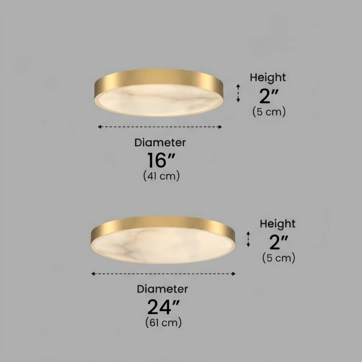 Excelis Modern Alabaster Disc Ceiling Light – Solid Brass Frame Warm Ambient Glow