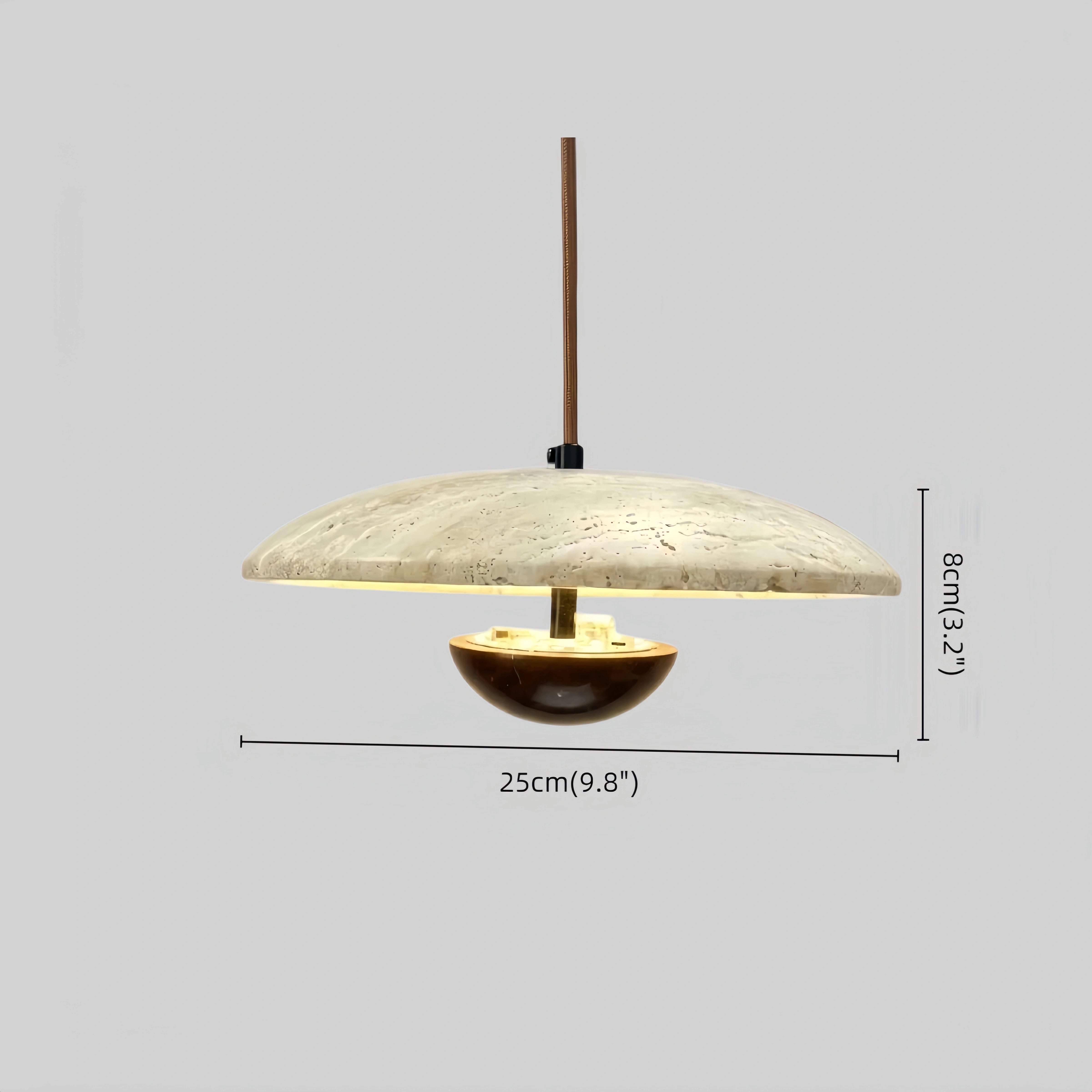 Lámpara Colgante Minimalista Strata – Travertino y Metal, Color Nogal/Madera para Interiores