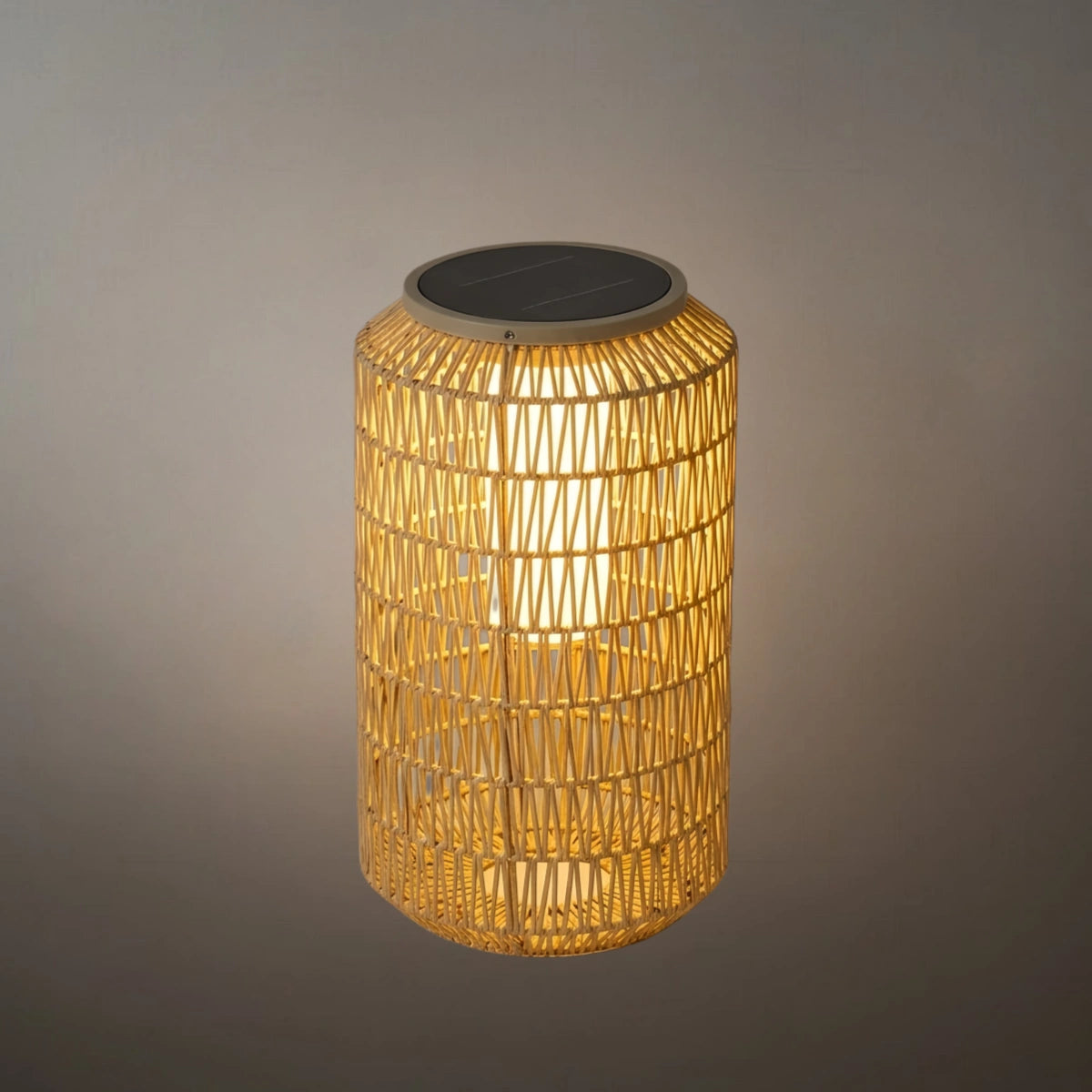 Lámpara de exterior Zenno Farmhouse - Farol de ratán de madera y metal