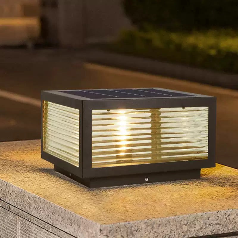Irondale Modern Black Solar Pillar Light – Outdoor Lighting for Doorway/Path