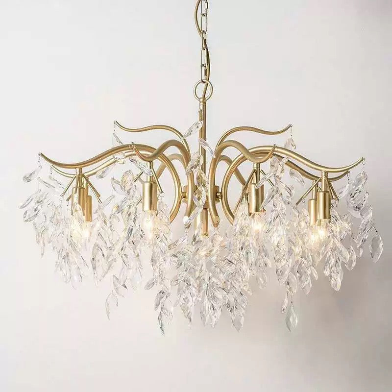Excelis Royal Crystal Chandelier – Luxurious Black/Gold Finish for Living/Dining Room