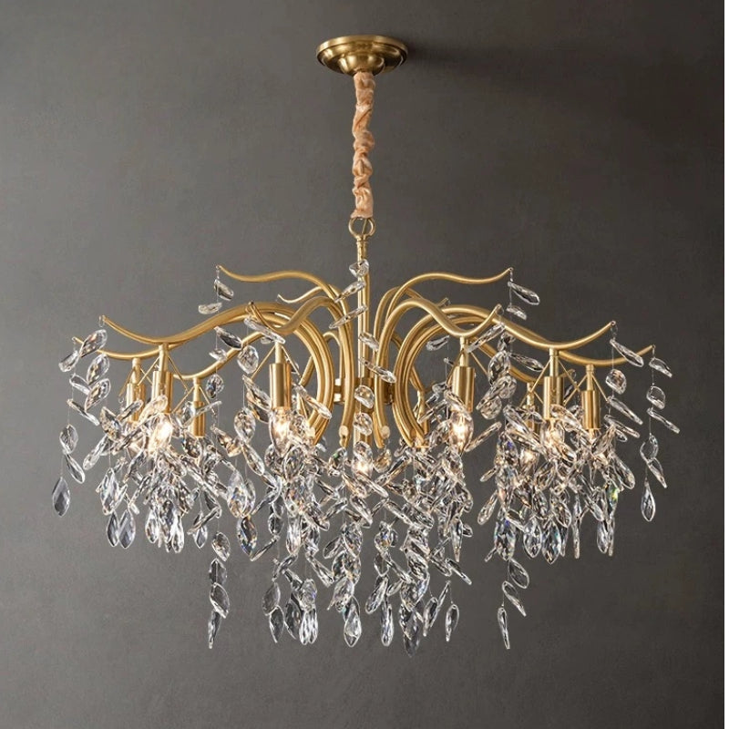 Excelis Royal Crystal Chandelier – Luxurious Black/Gold Finish for Living/Dining Room