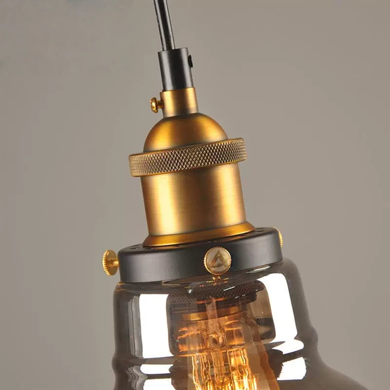 Irondale Industrial Glass Pendant Light – Clear/Amber/Smoke Grey for Dining Room