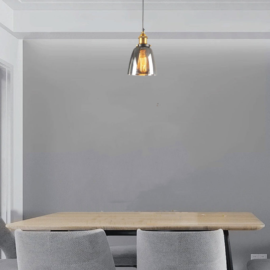Irondale Industrial Glass Pendant Light – Clear/Amber/Smoke Grey for Dining Room
