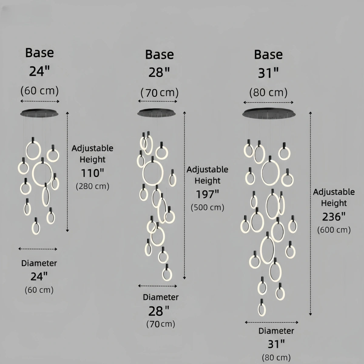 Excelis Luxury Layered Ring Chandelier – Concentric Design for Staircase & Living Room