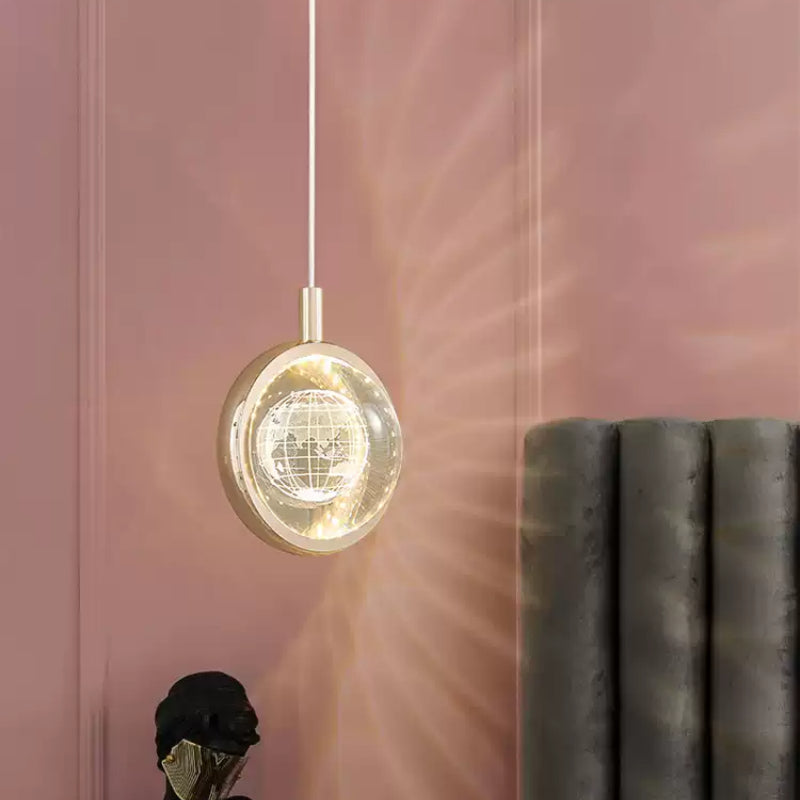 Vivara Art Deco Gold Pendant Light – Globular Metal/Crystal for Bedroom